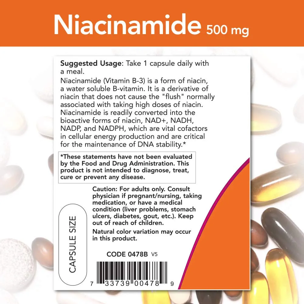 NOW Foods Niacinamide 500mg-(100 Capsules) - Image 3