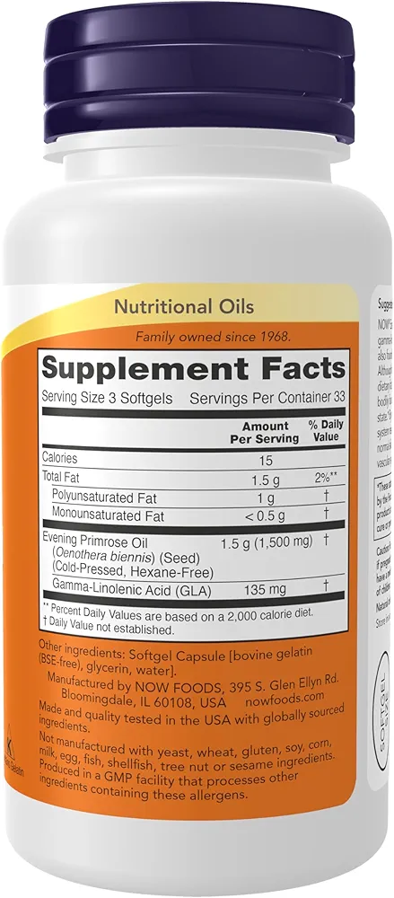 NOW Foods Evening Primrose Oil 500 mg (100 Softgels) - Image 2