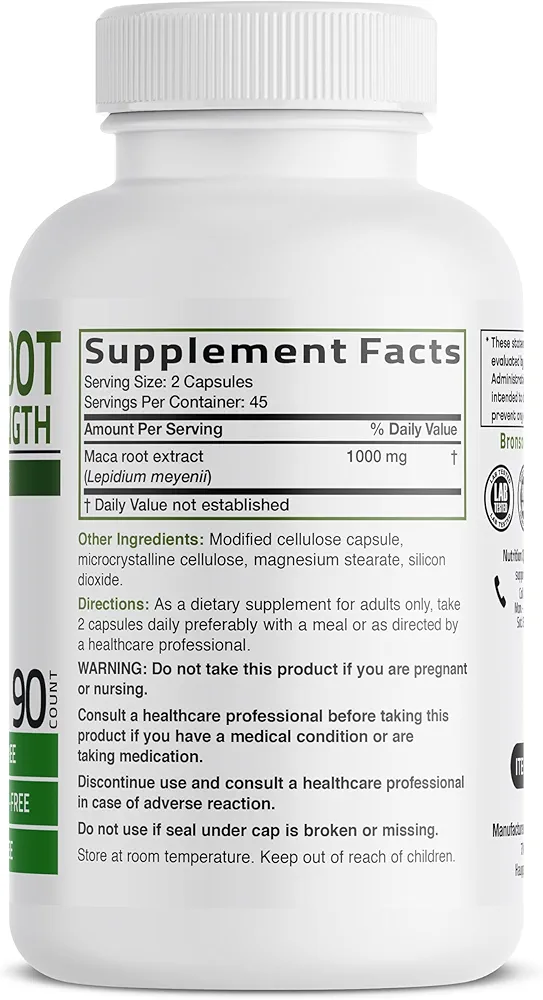 Bronson Maca Root Extra – Lepidium Meyenii (90 Vegetarian Capsules) - Image 2