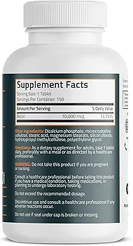 Bronson Biotin 10,000 mcg-(150 Tablets) - Image 2