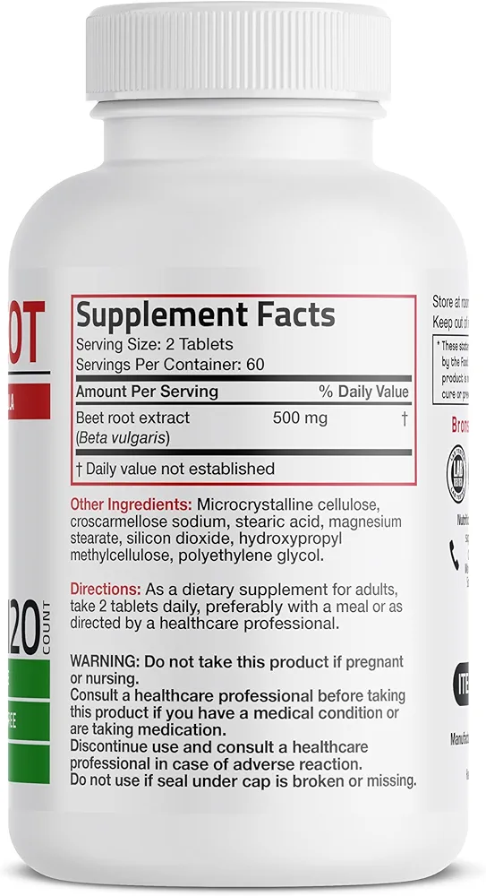 Bronson Beet Root Extra Strength-(120 Vegetarian Tablets) - Image 2