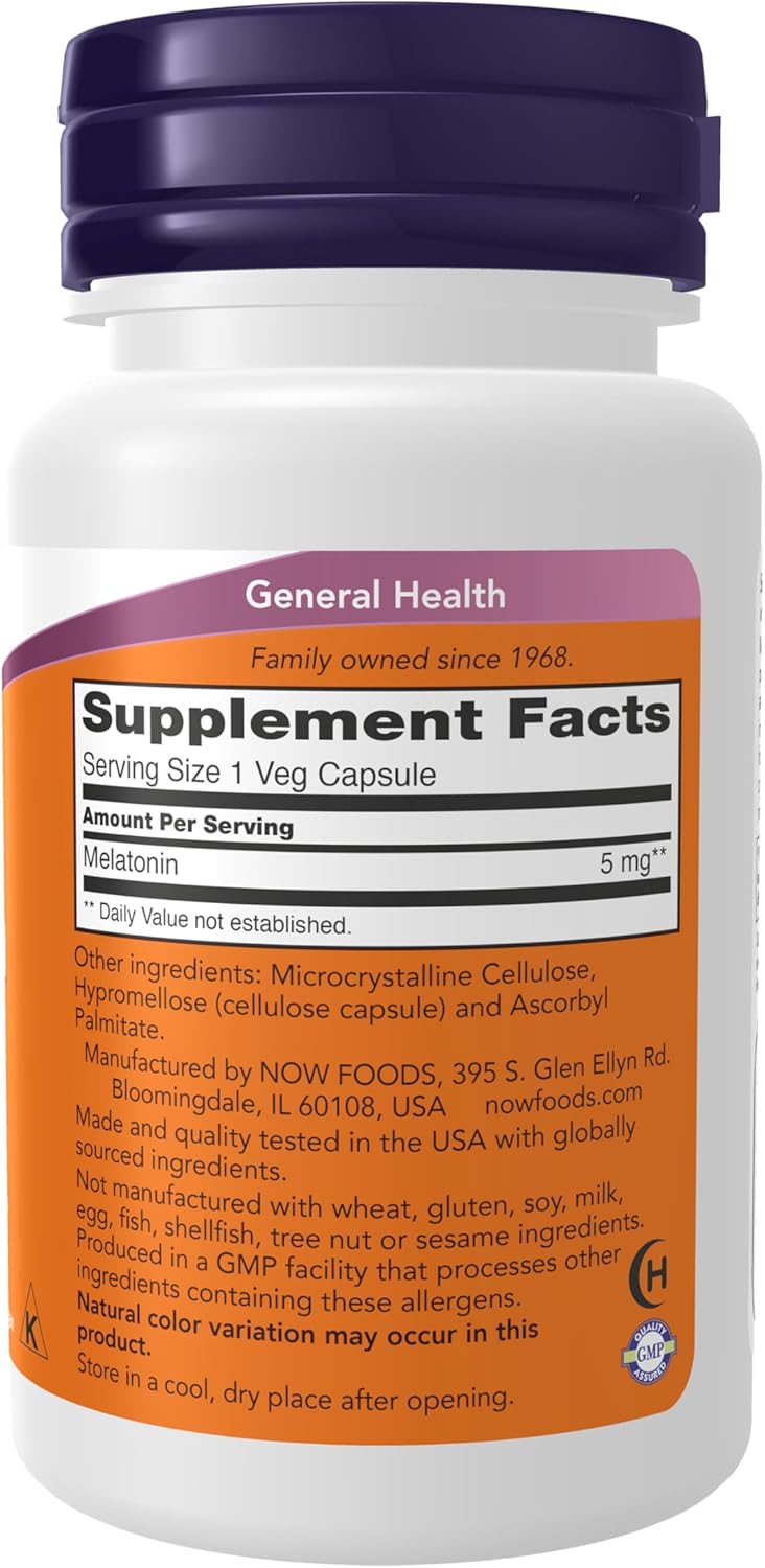Now Melatonin (5 mg) – (60 Veg Capsules) - Image 2