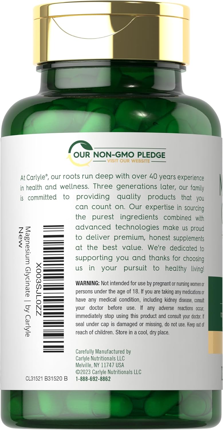 Carlyle Magnesium Glycinate + Ashwagandha Complex (2740 mg)-(120 Vegetarian Capsules) - Image 4