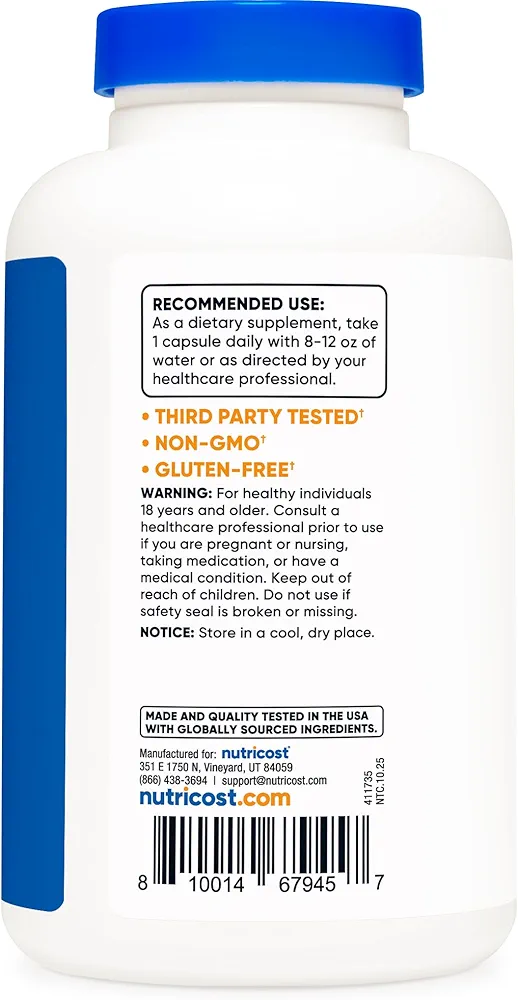 Nutricost Niacinamide (Vitamin B3) 500mg-(240 Capsules) - Image 3