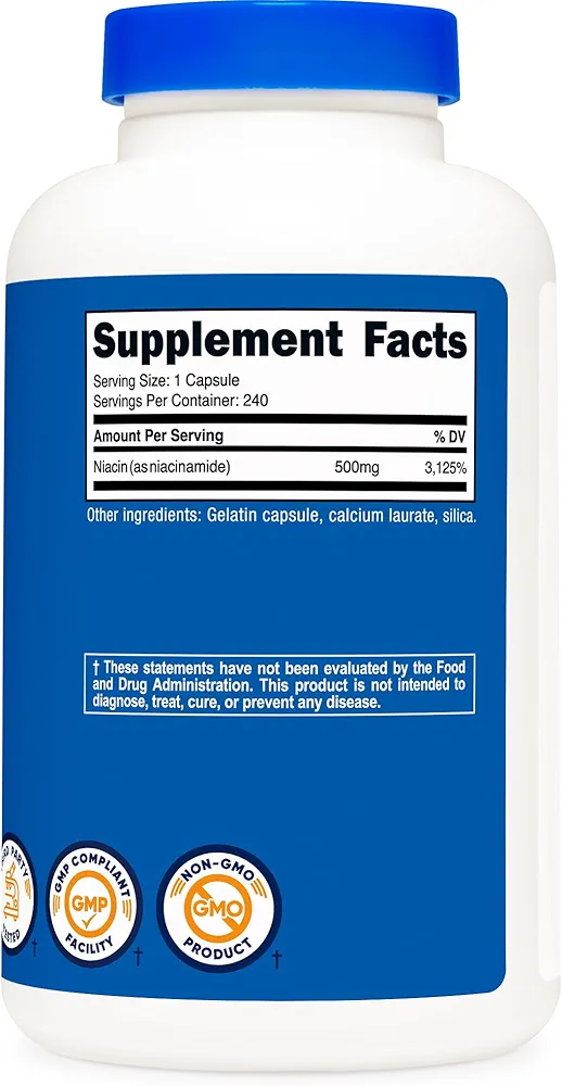 Nutricost Niacinamide (Vitamin B3) 500mg-(240 Capsules) - Image 2