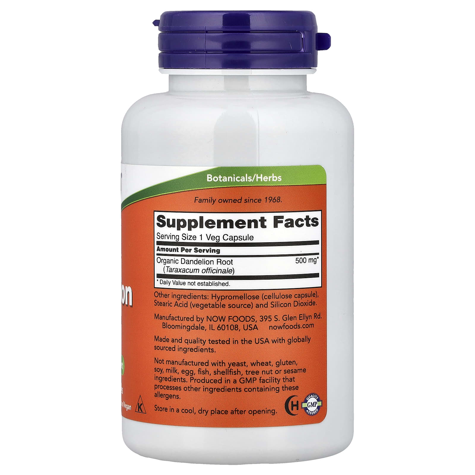 NOW Foods, Dandelion Root, 500 mg-(100 Veg Capsules) - Image 2