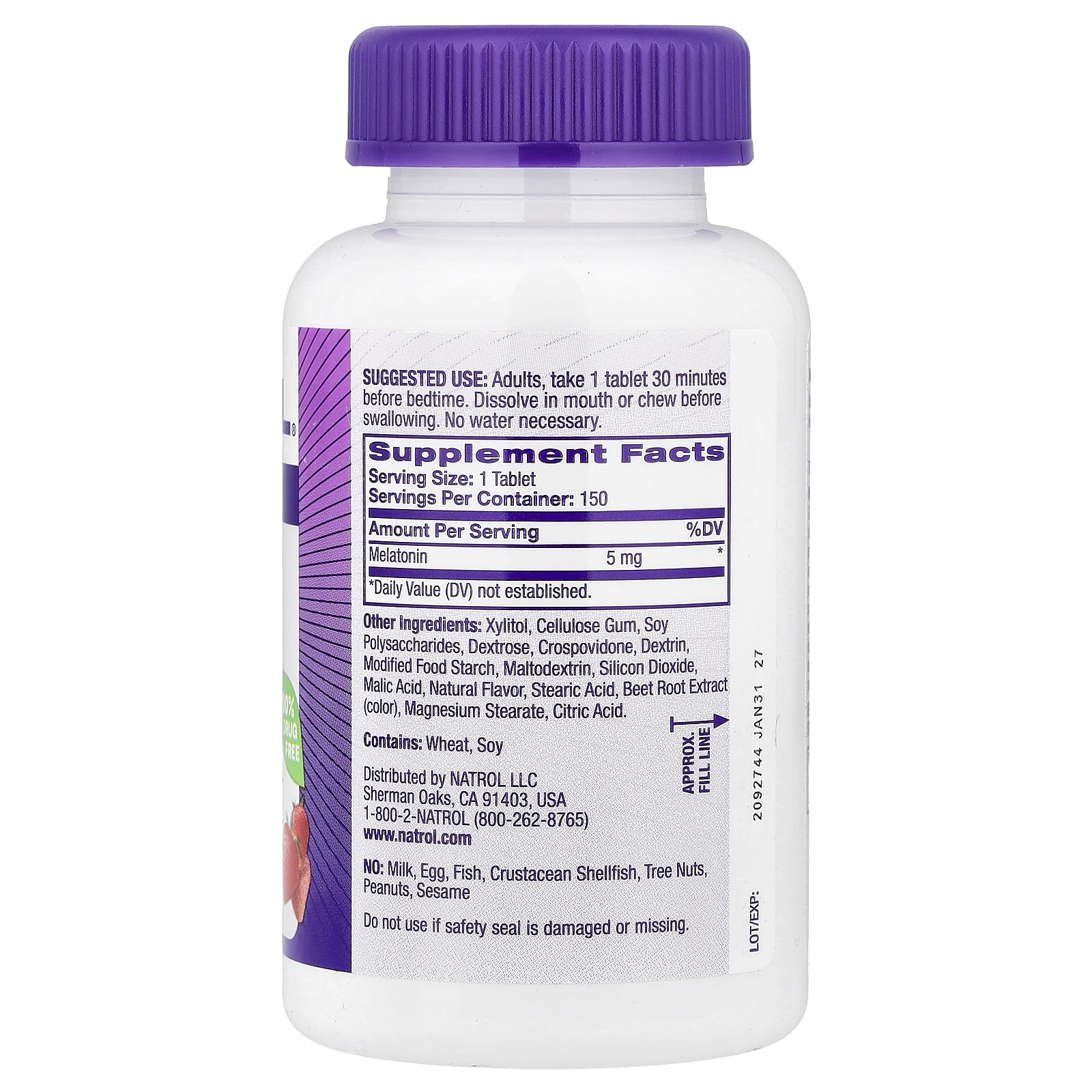 Natrol Melatonin, Fast Dissolve, Strawberry, 5 mg-(150 Tablets) - Image 2