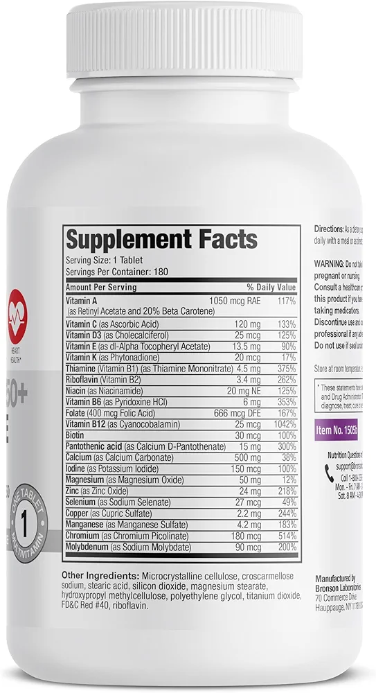 Bronson ONE Daily Women’s 50+ Complete Multivitamin -(180 Tablets) - Image 2