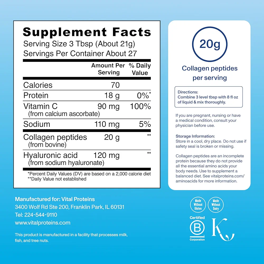 Vital Proteins Collagen Peptides Advanced Unflavoured – 567gm - Image 2