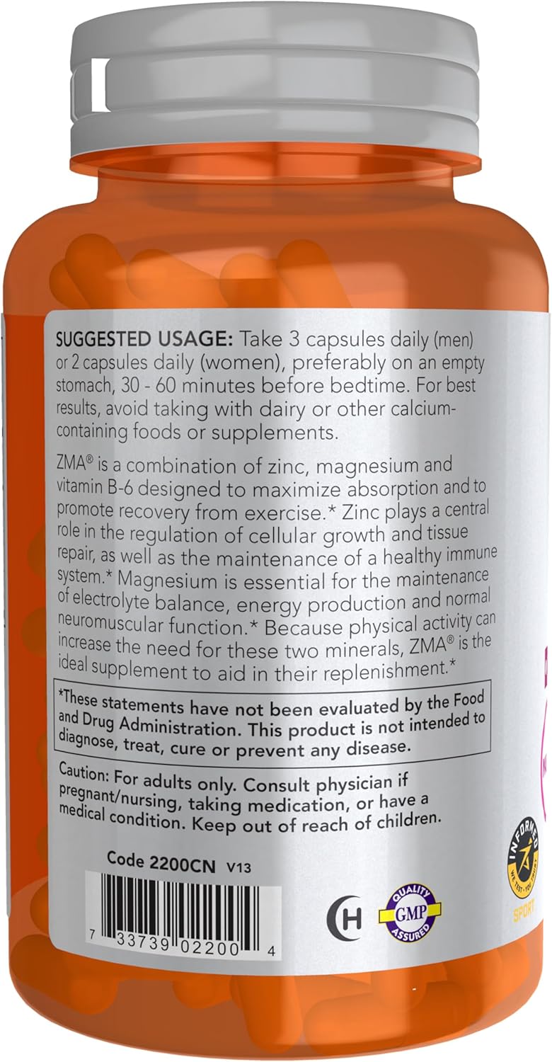 Now Sports ZMA – (90 Veg Capsules) - Image 3