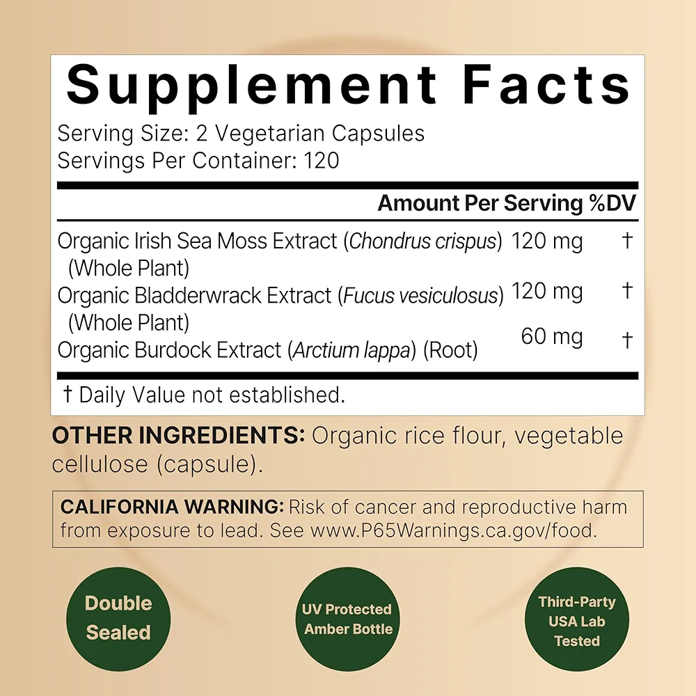 NatureBell 3-in-1 Sea Moss 3,000mg – (240 Capsules) - Image 2