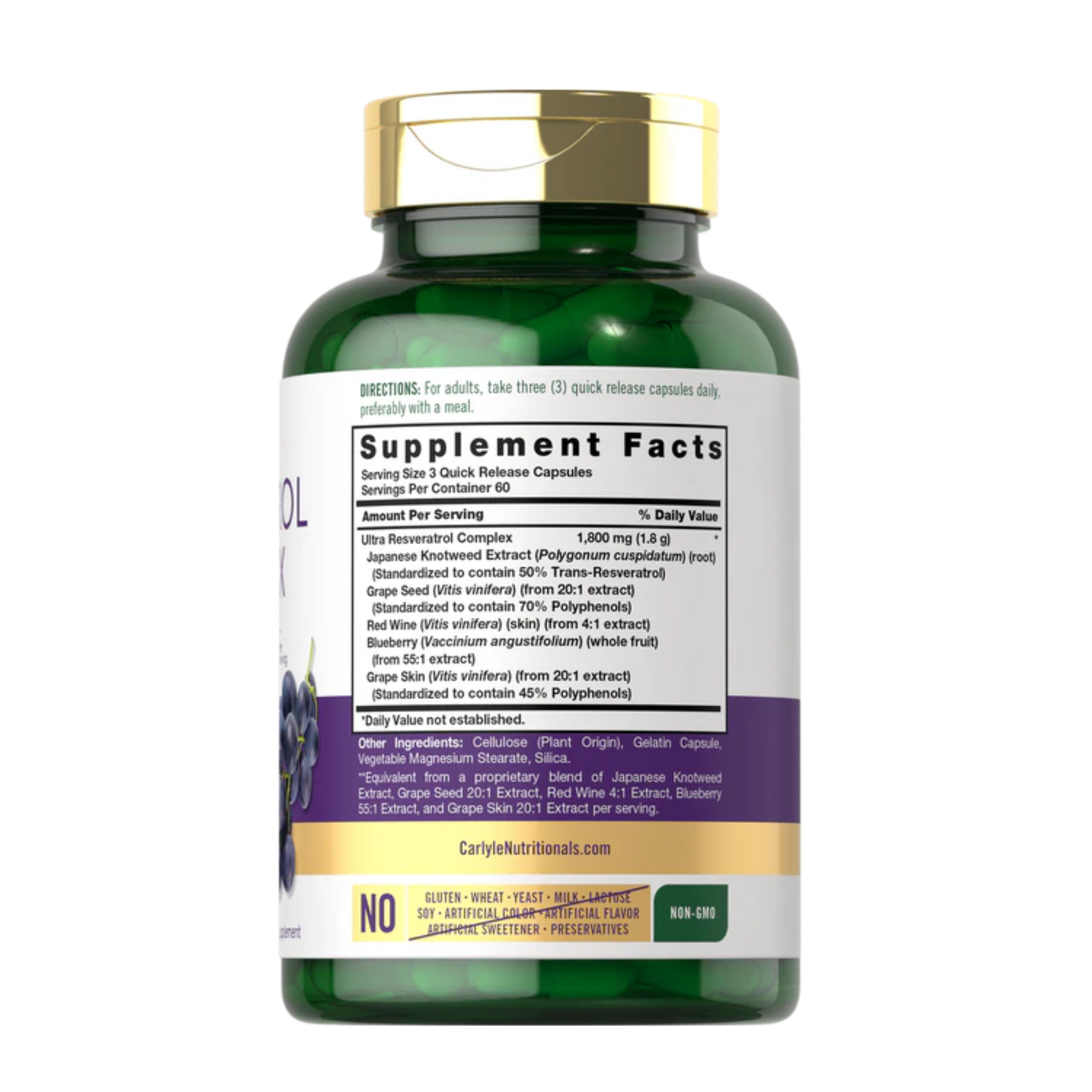 Carlyle Resveratrol 1800mg-(180 Capsules) - Image 2
