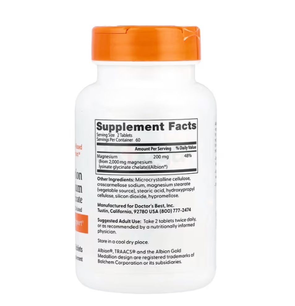 Doctor’s Best High Absorption Magnesium Glycinate Lysinate – (120 Tablets) - Image 2