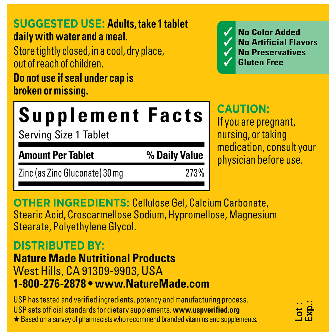 Nature Made Zinc 30mg – (100 Tablets) - Image 2