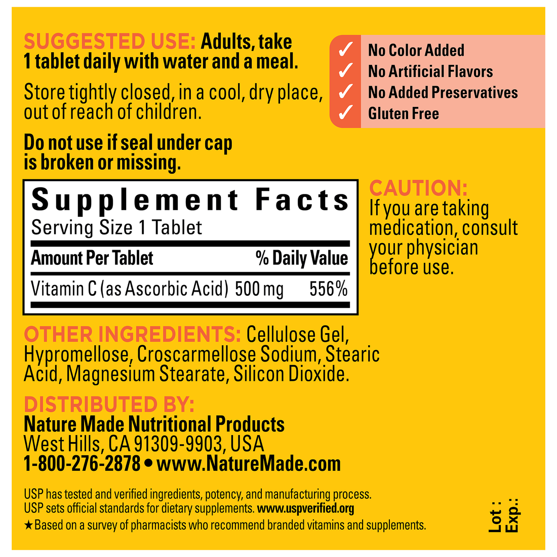 Nature Made Vitamin C 500 mg-(100 Tablets) - Image 2
