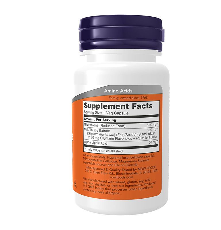 NOW Glutathione 500 mg – 30 Veg Capsules - Image 2