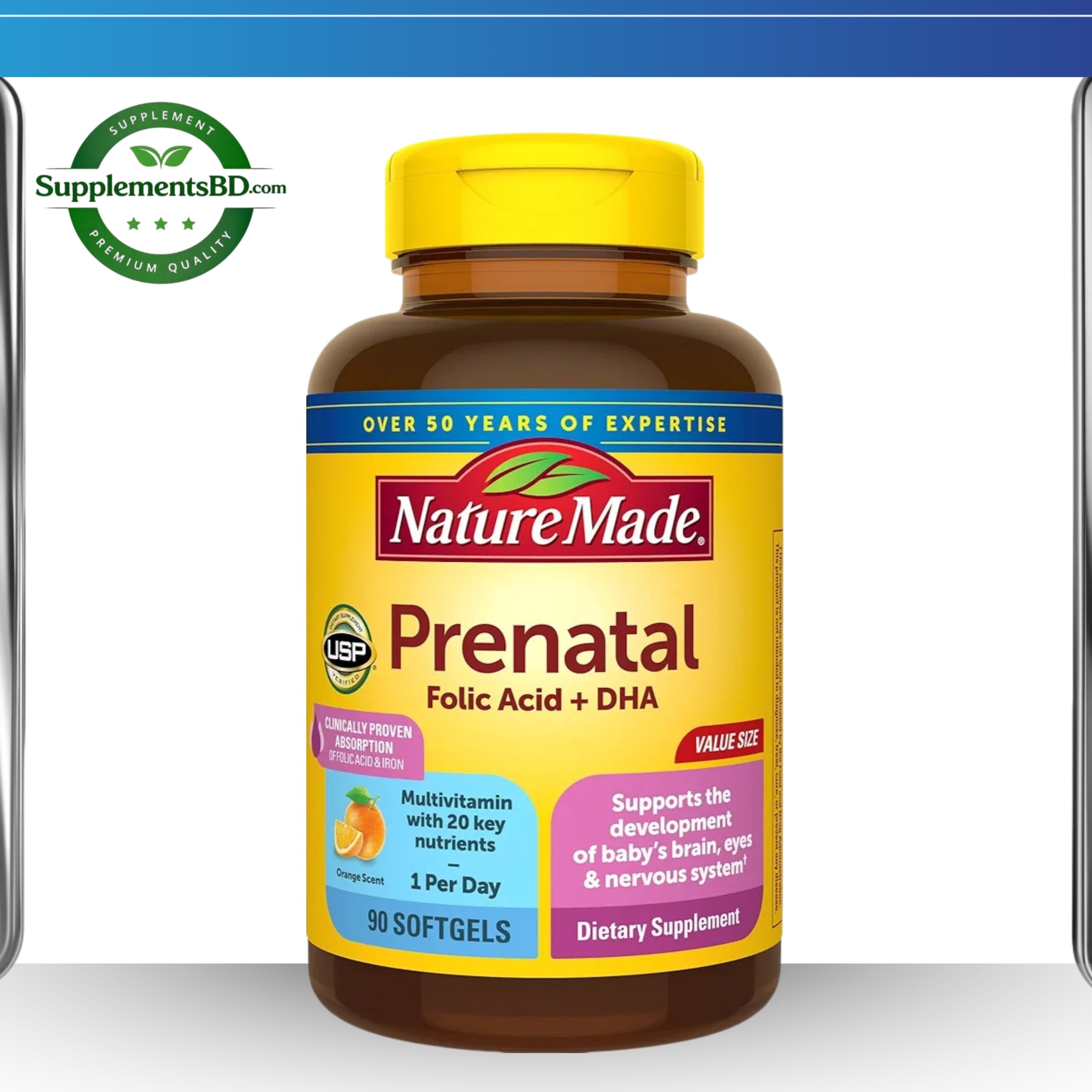 Prenatal Multivitamin Folic Acid + DHA – (90 Softgels)