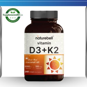 Naturebell Vitamin D3 (5,000 IU) + K2 (100 mcg) – (240 softgels)