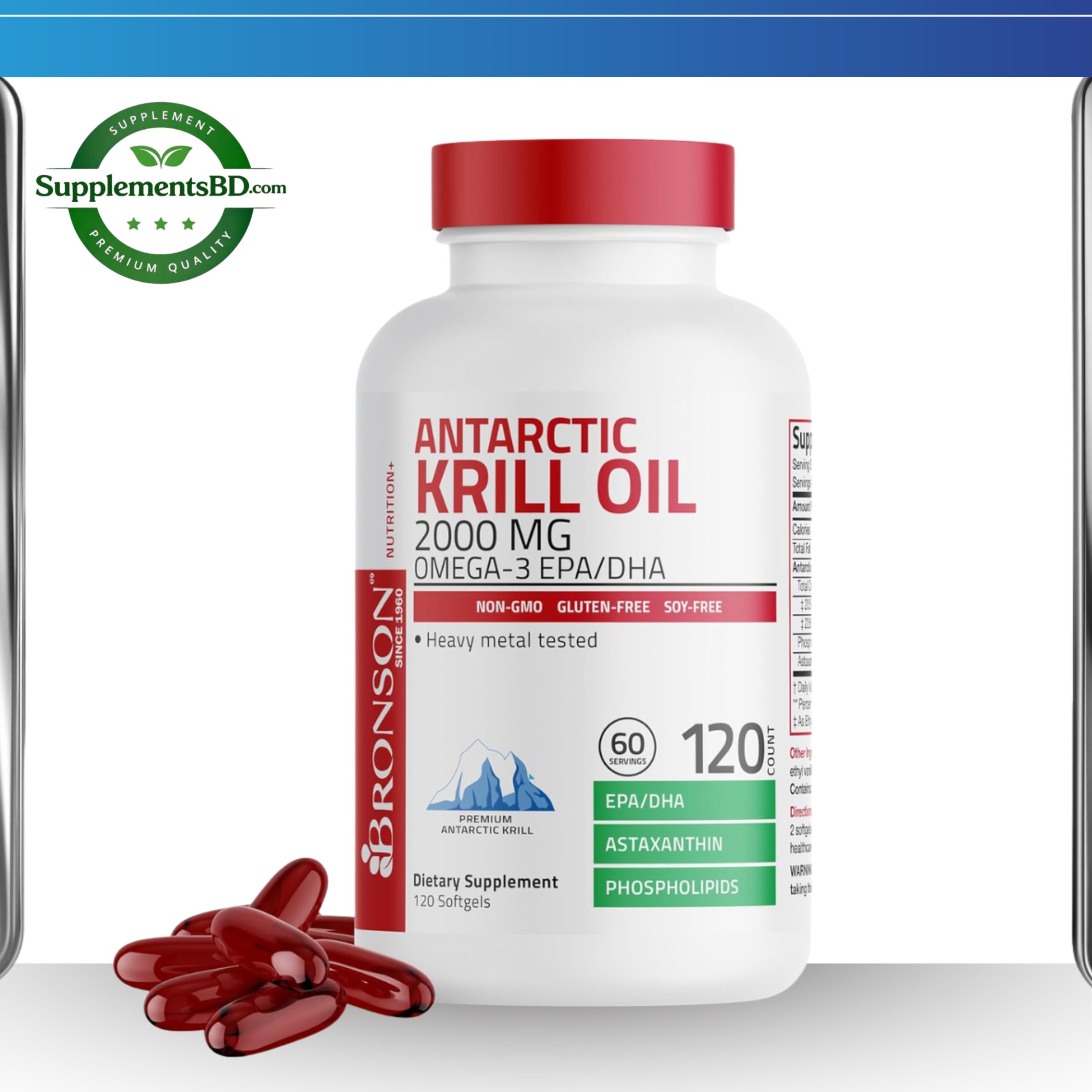Bronson Antarctic Krill Oil (2,000 mg) – 120 Softgels
