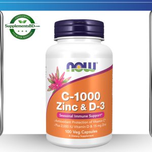 NOW Foods Vitamin C-1000, Zinc & D3 – (100 Veg Capsules)