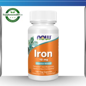 NOW Foods Iron 18 mg Non-Constipating – (120 Veg Capsules)