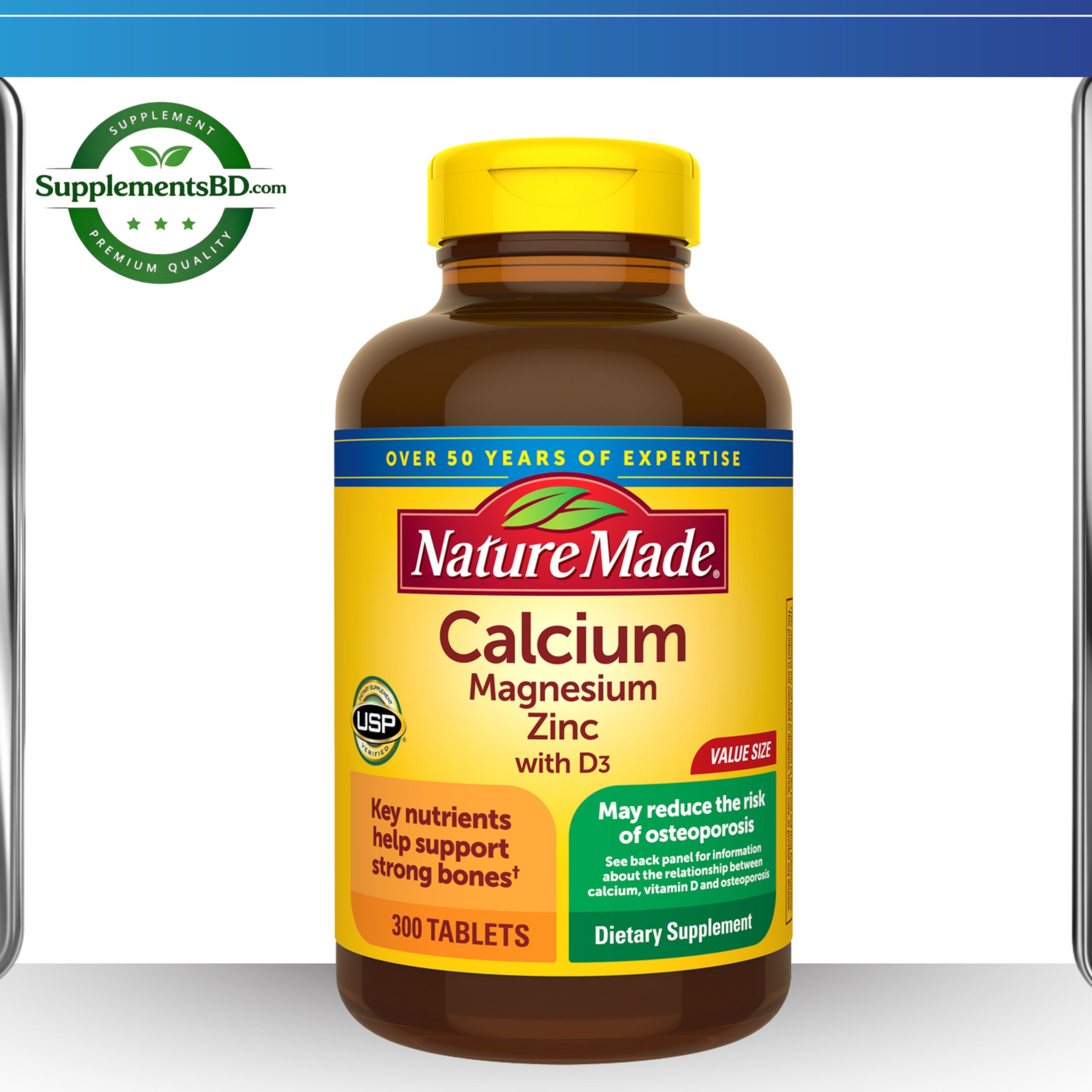 Nature Made Calcium Magnesium Zinc with Vitamin D3 – (300 Tablets)