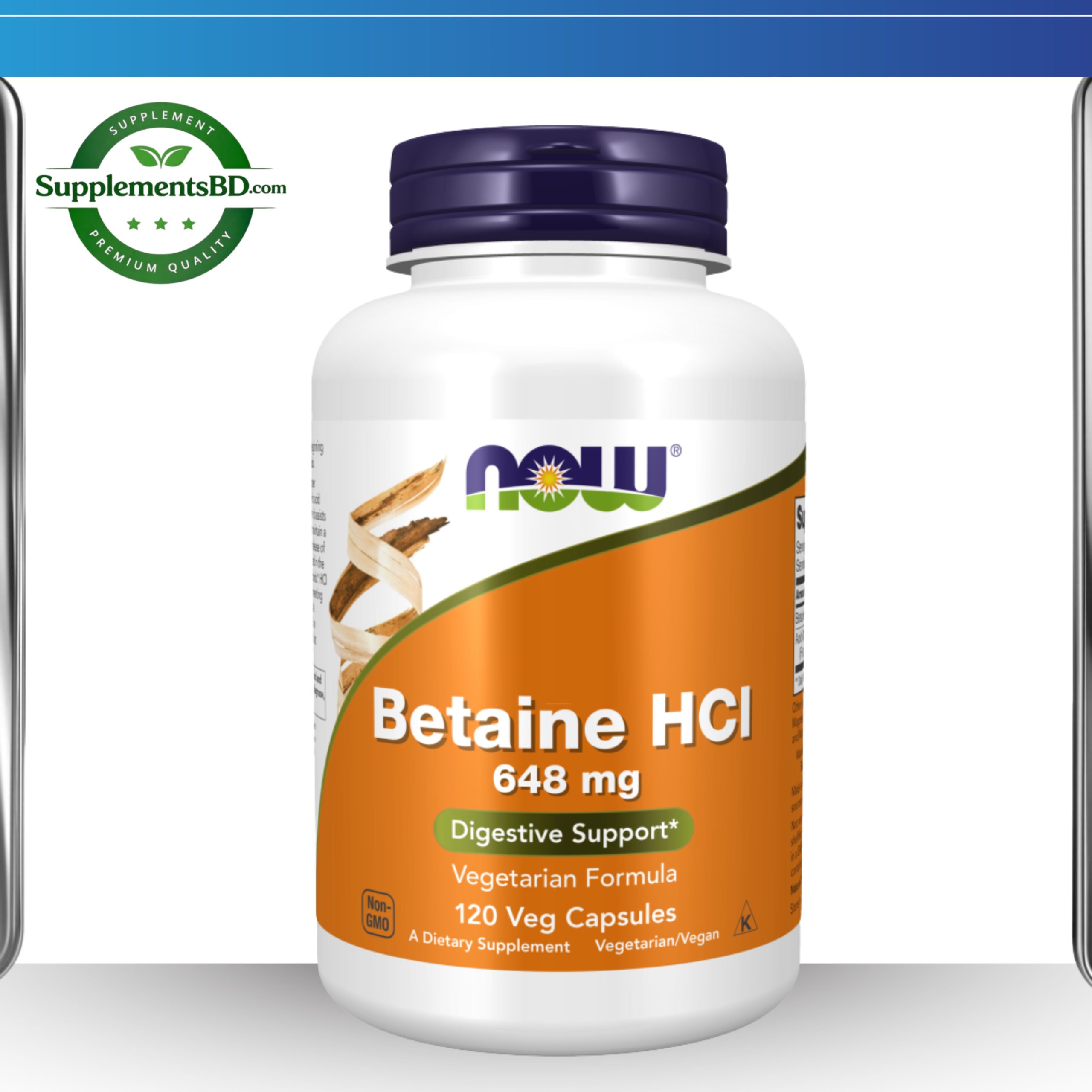 NOW Foods Betaine HCl 648 mg – (120 Veg Capsules)