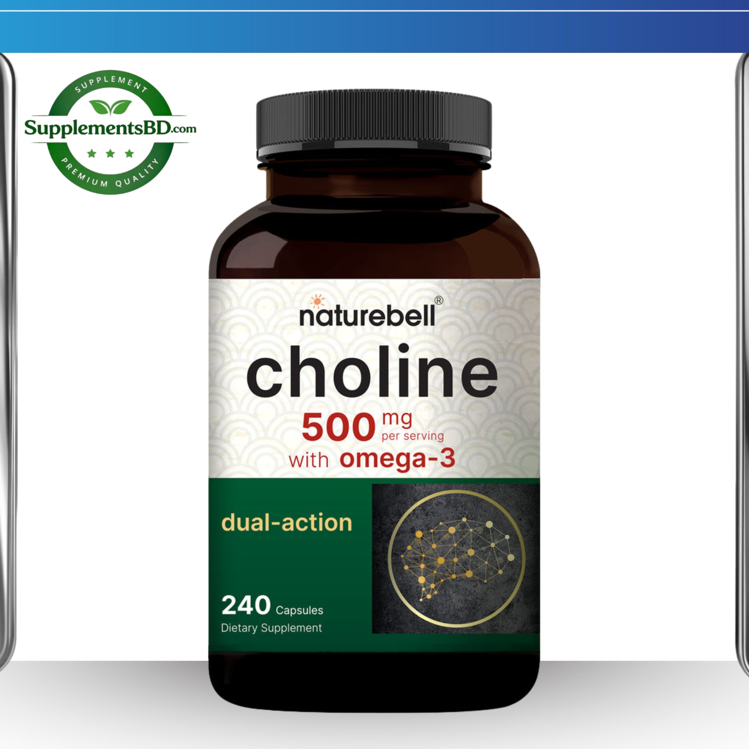 Naturebell Choline 500mg with Omega-3 Fatty Acids (240 Capsules)