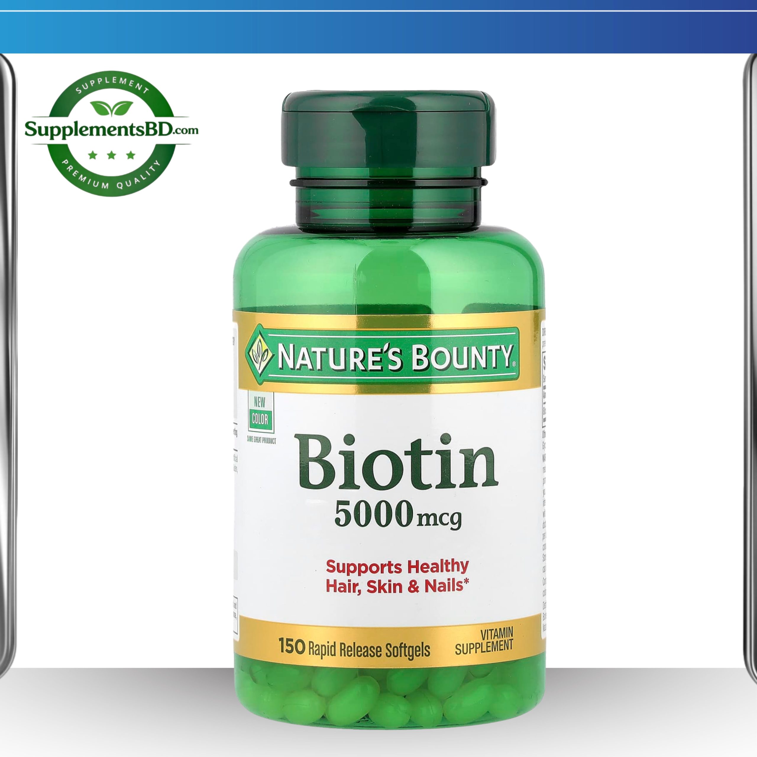 Nature's Bounty Biotin 5,000 mcg – (150 Softgels)