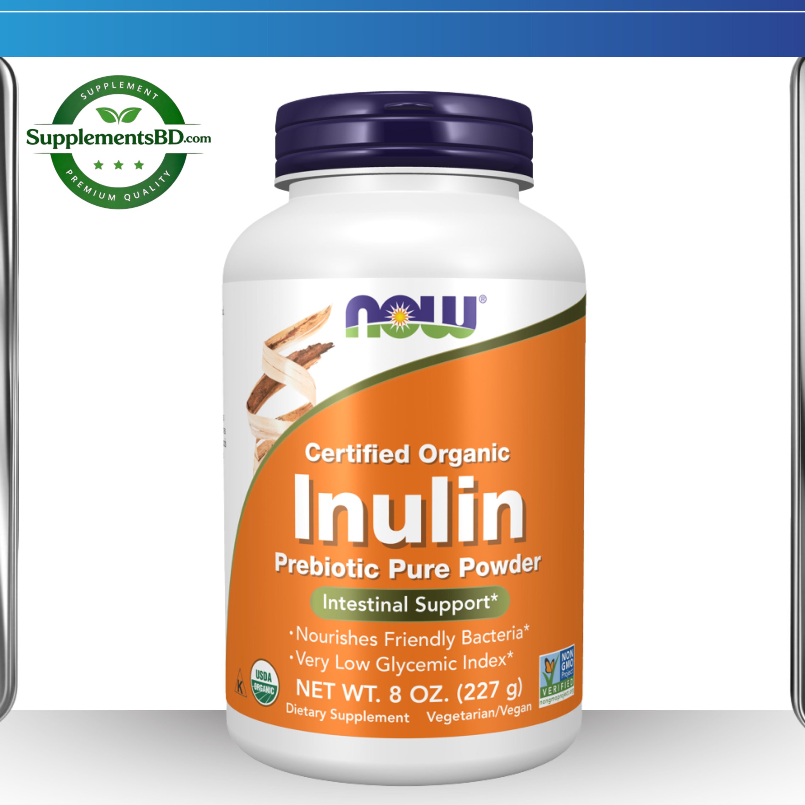 NOW Foods Organic Inulin Prebiotic Pure Powder 8 oz (227g)