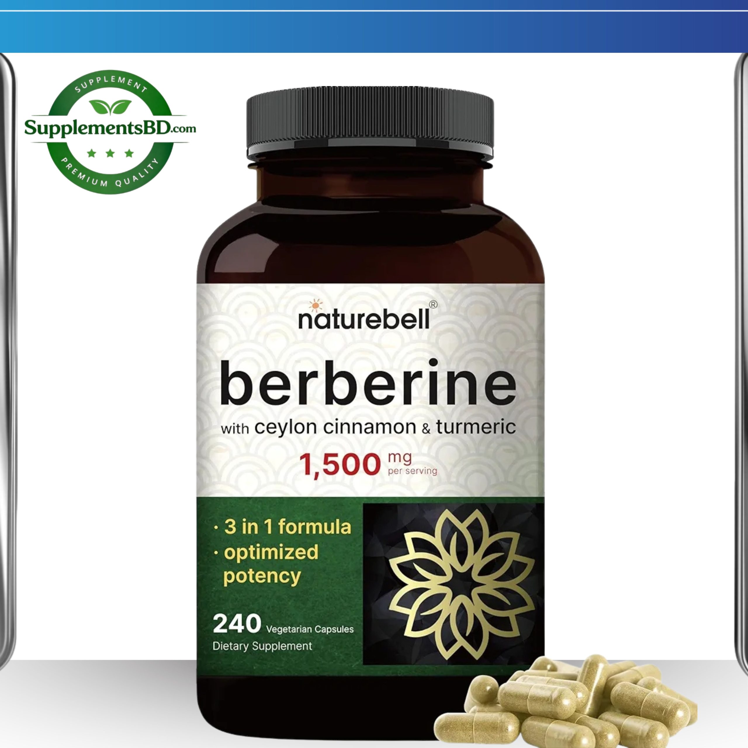 NatureBell Berberine Supplement 1,500mg – (240 Veggie Capsules)