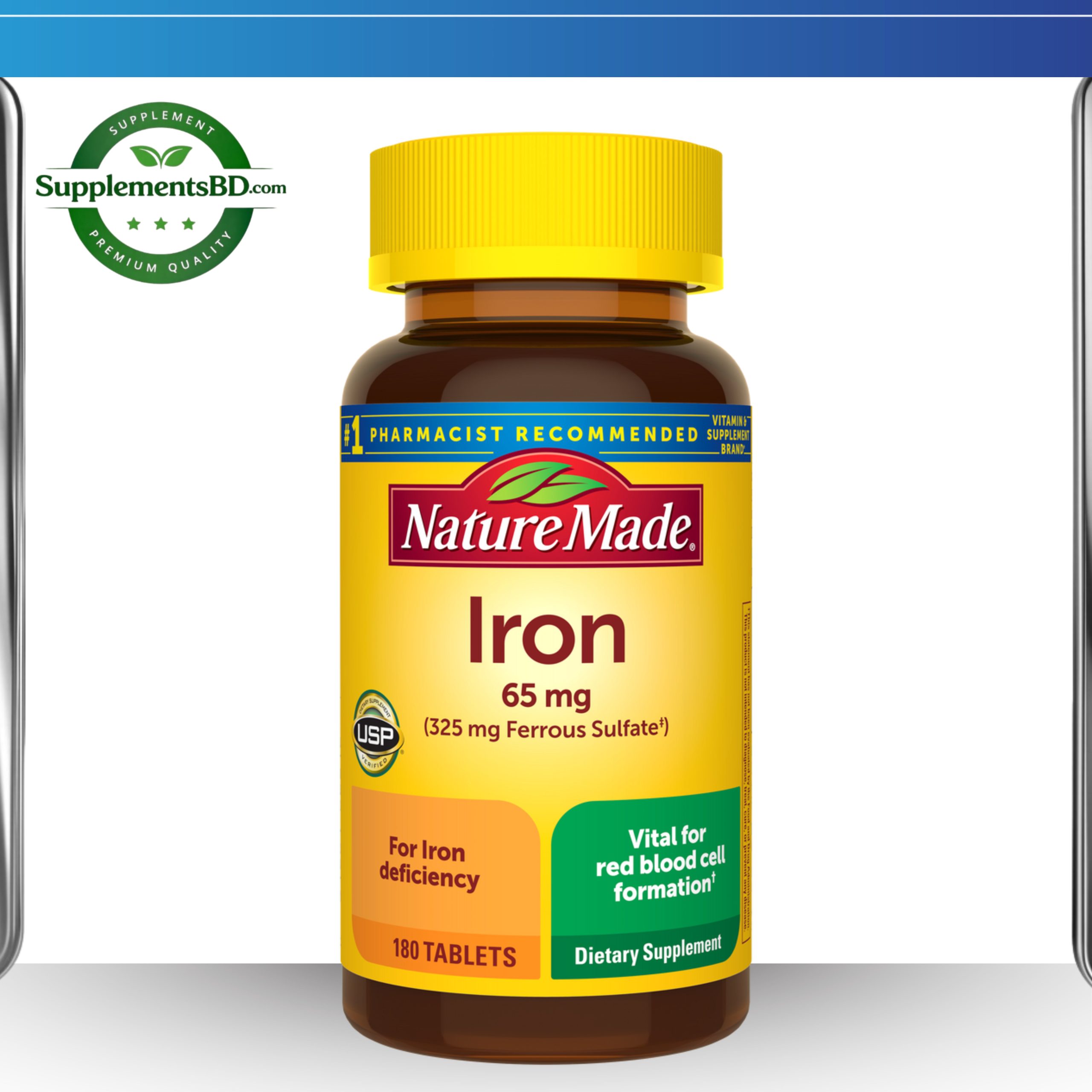 Nature Made Iron 65 mg – (180 Tablets)