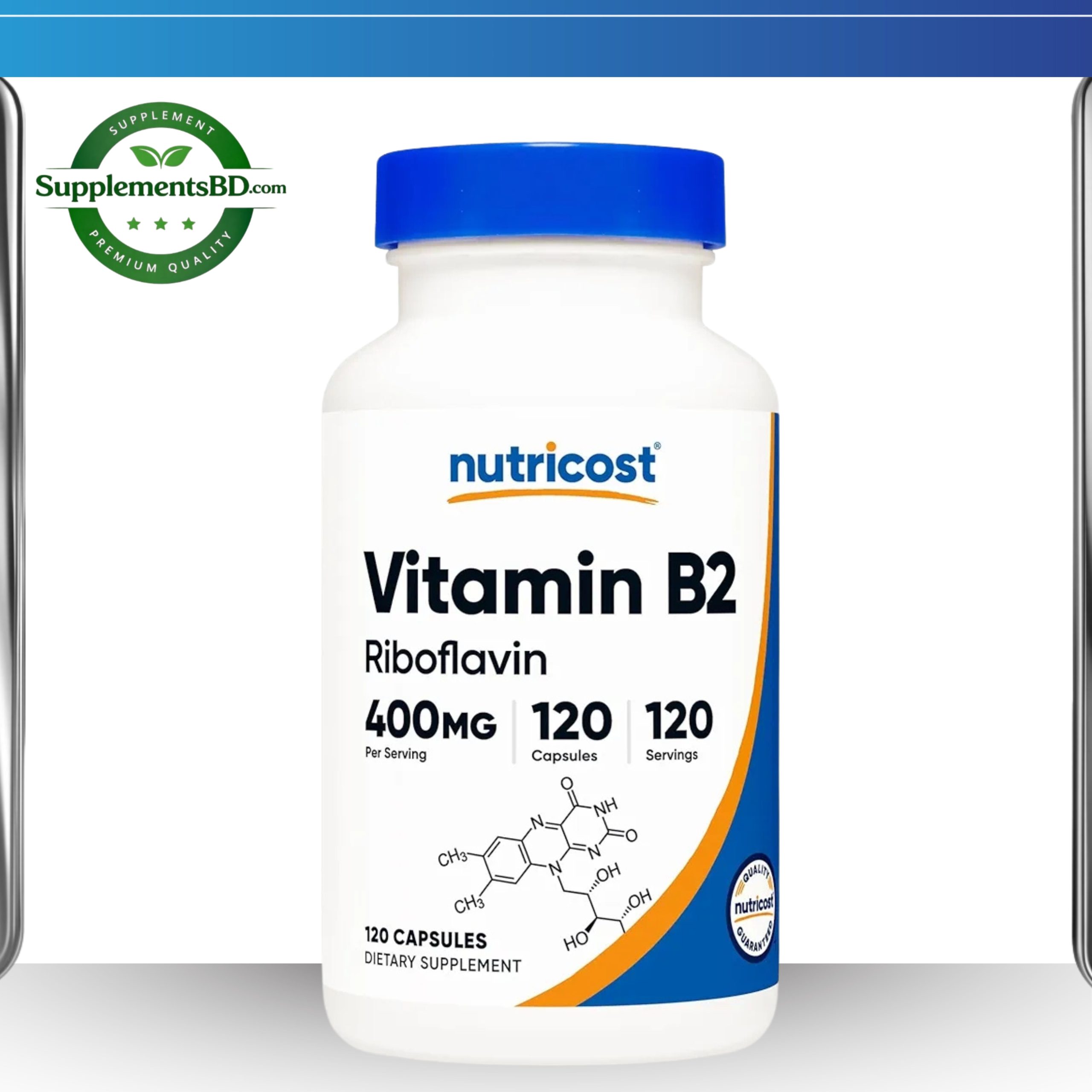 Nutricost Vitamin B2 (Riboflavin) 400mg – (120 Capsules)
