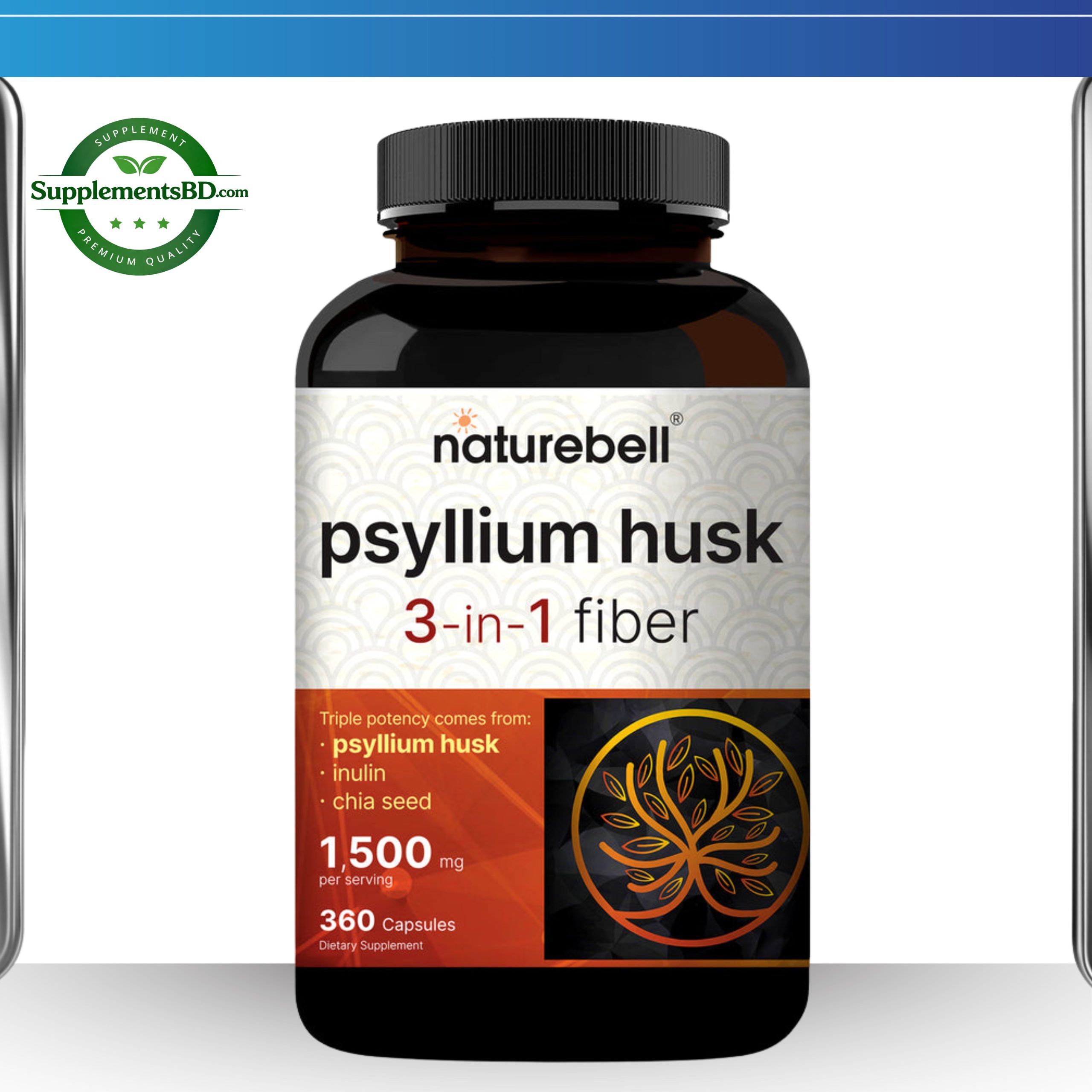 NatureBell Psyllium Husk 1500mg Per Serving – (360 Capsules)