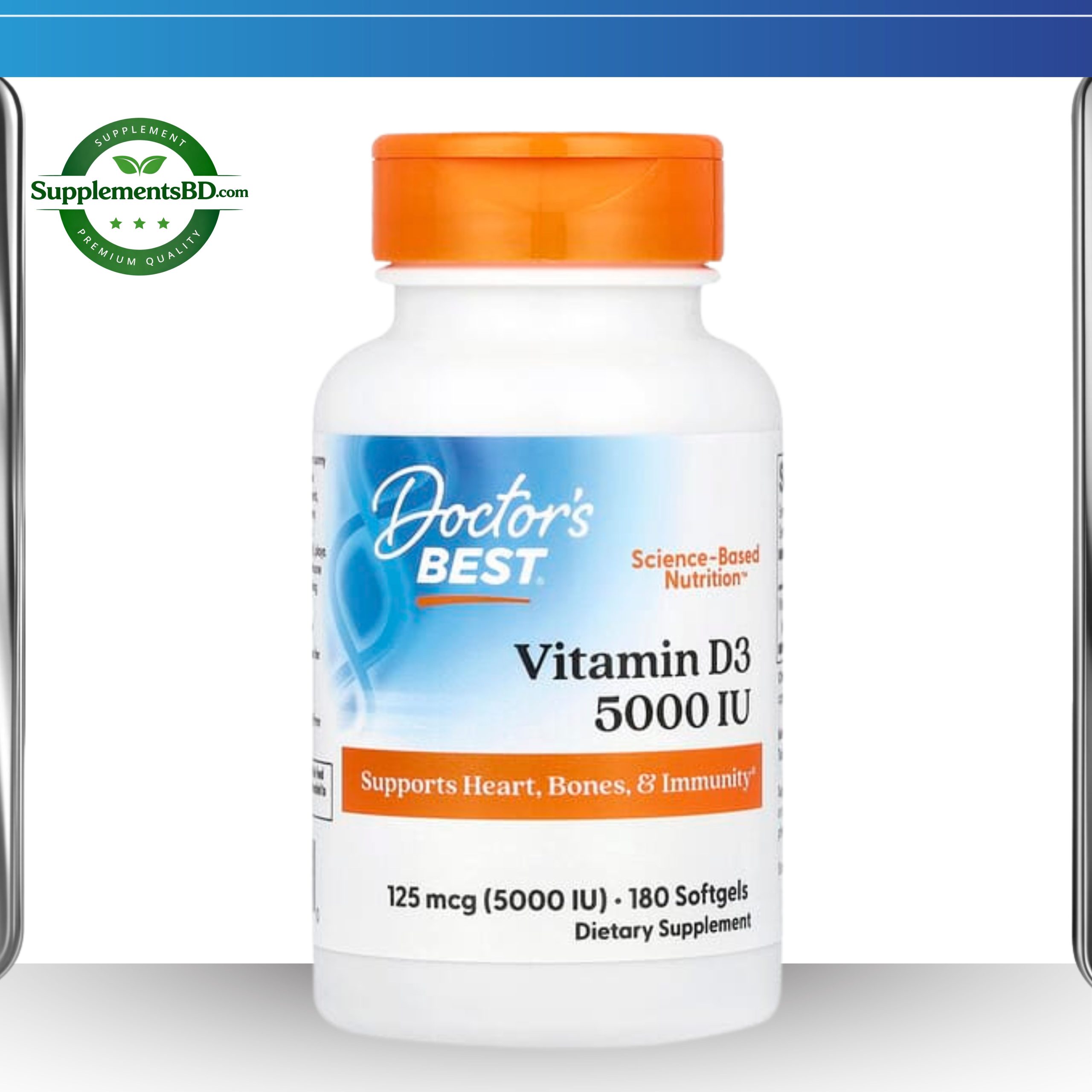 Doctor's Best, Vitamin D3, 125 mcg (5,000 IU)-(180 Softgels)