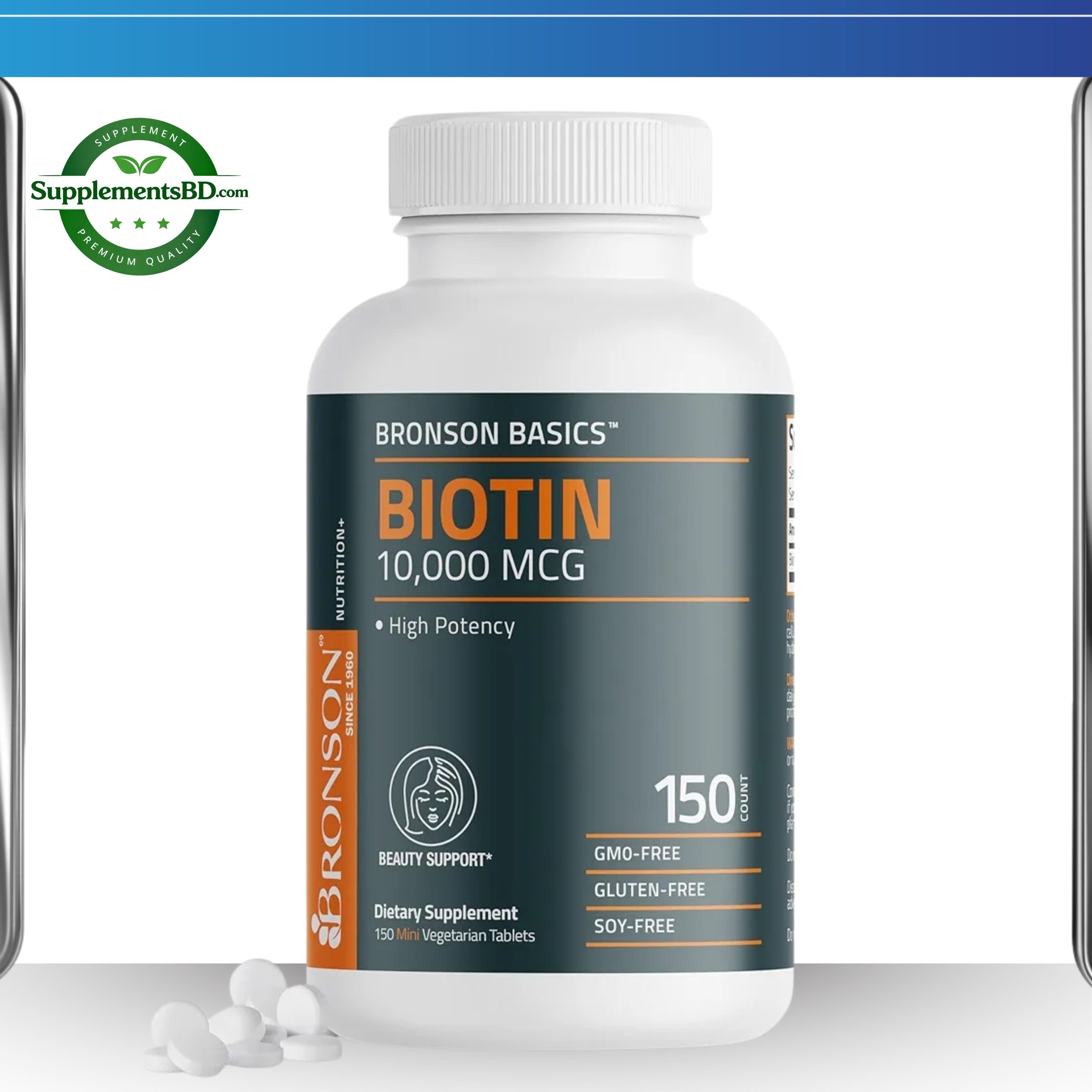 Bronson Biotin 10,000 mcg-(150 Tablets)