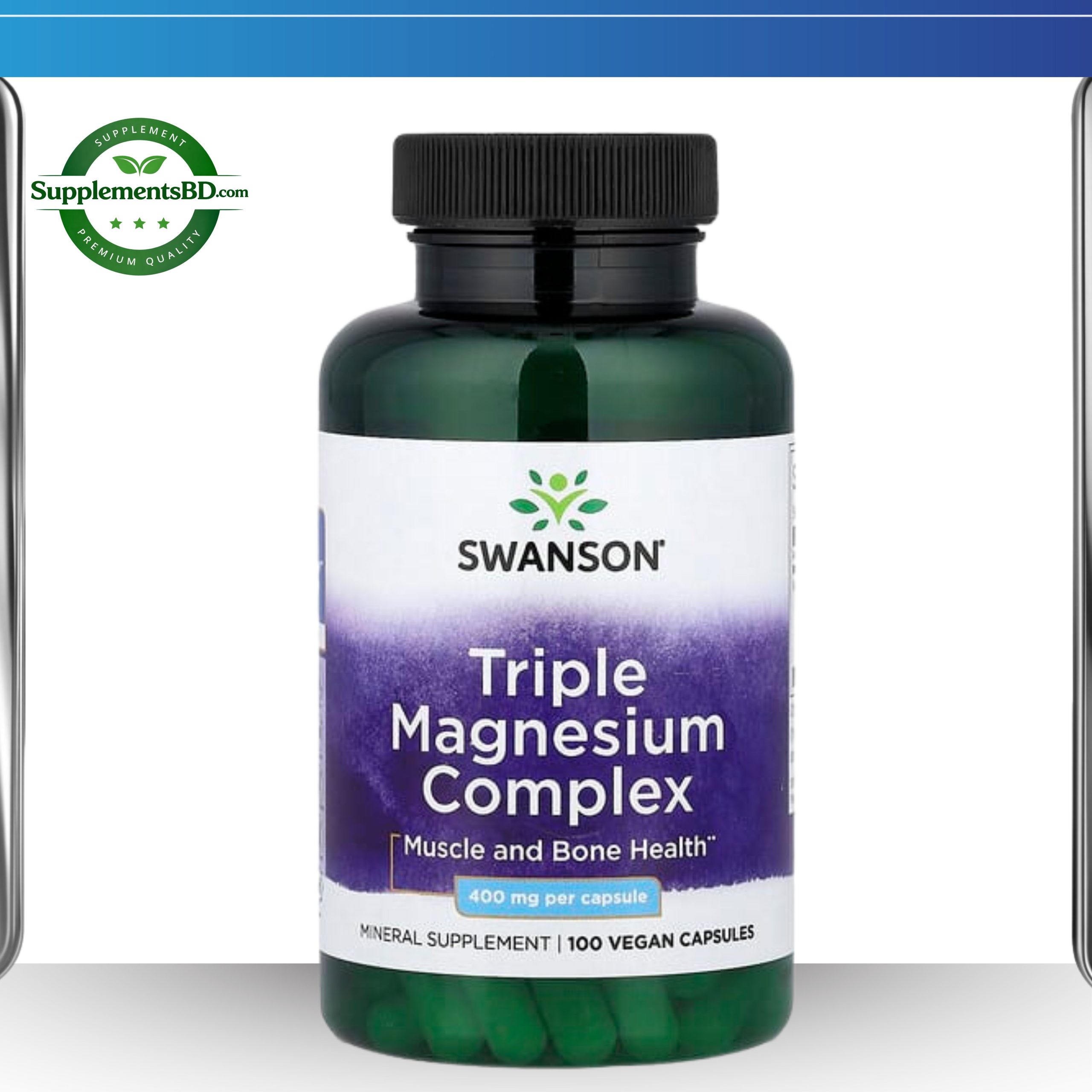 Swanson Triple Magnesium Complex 400mg-(100 Vegan Capsules)