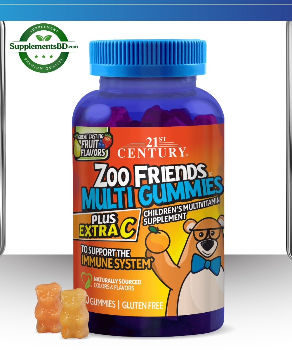 21st Century Zoo Friends Multi Gummies Plus Extra C Fruit Flavors-(60 Count)