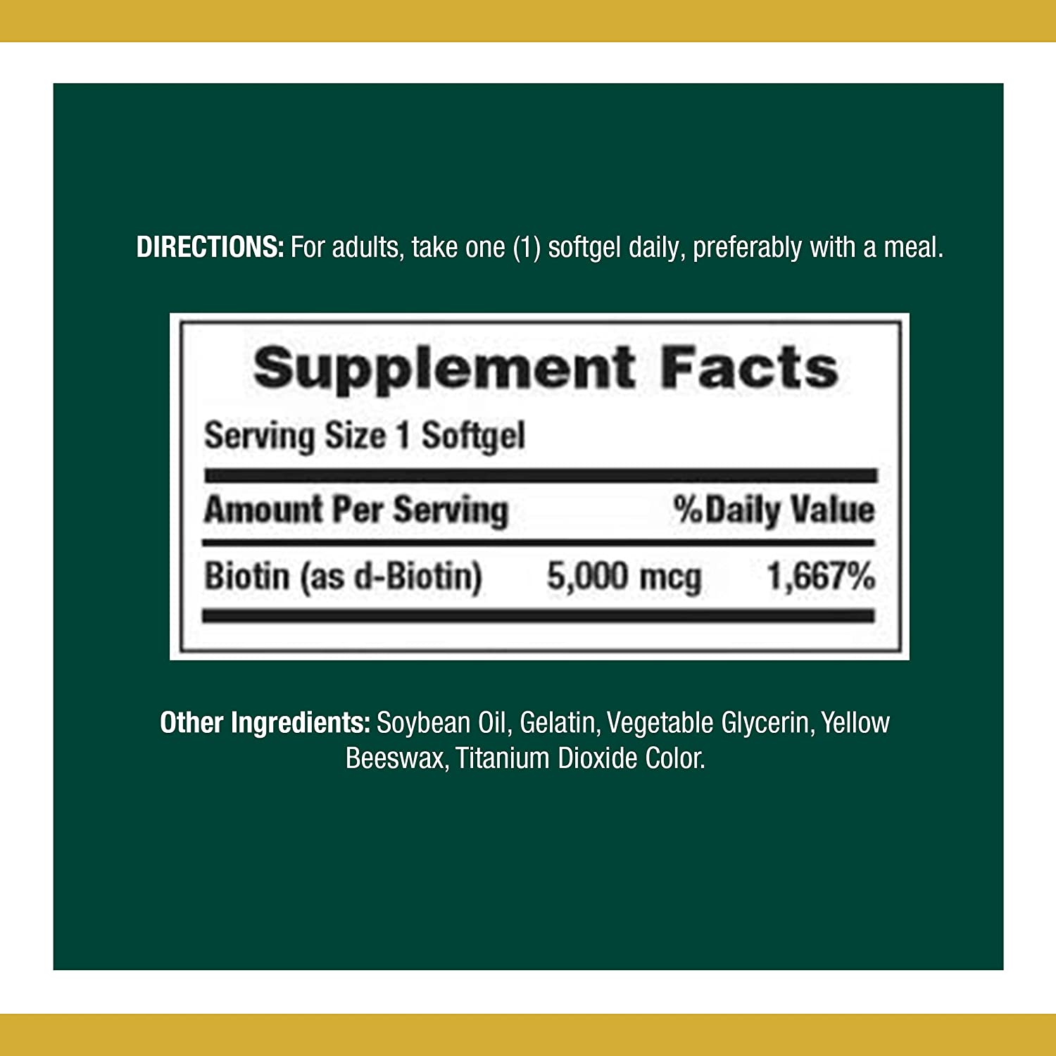 Nature’s Bounty Biotin (5,000 mcg) – 72 Softgels - Image 2