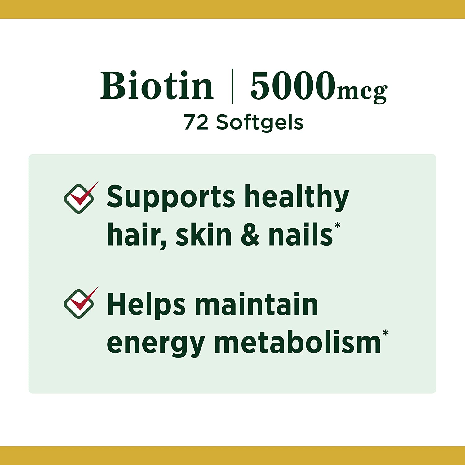 Nature’s Bounty Biotin (5,000 mcg) – 72 Softgels - Image 3