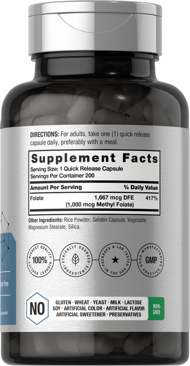 Horbäach Methyl Folate 1000mcg -(200 Capsules) - Image 2