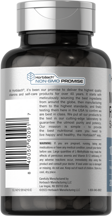 Horbäach Methyl Folate 1000mcg -(200 Capsules) - Image 3