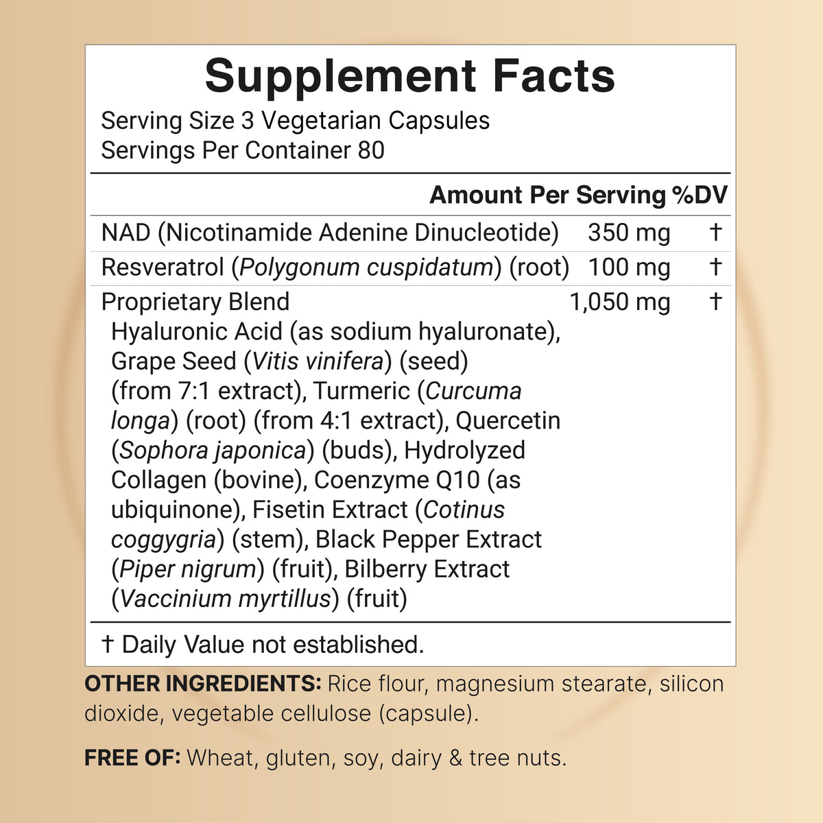 NatureBell NAD+ 1,500mg Per Serving – (240 Veggie Capsules) - Image 2