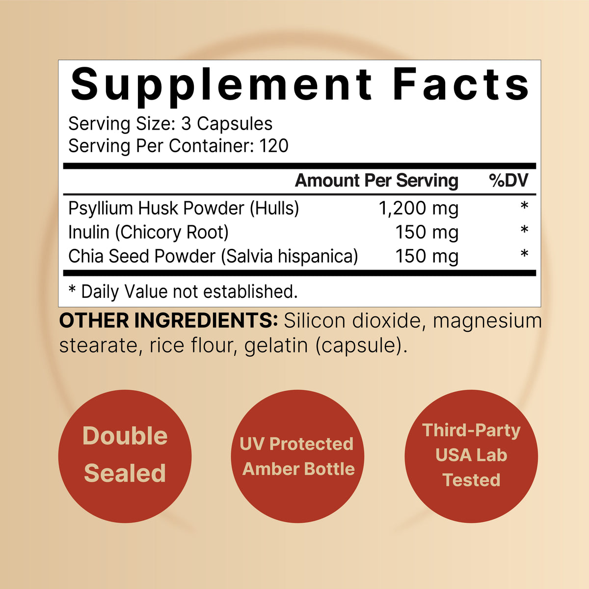 NatureBell Psyllium Husk 1500mg Per Serving – (360 Capsules) - Image 2
