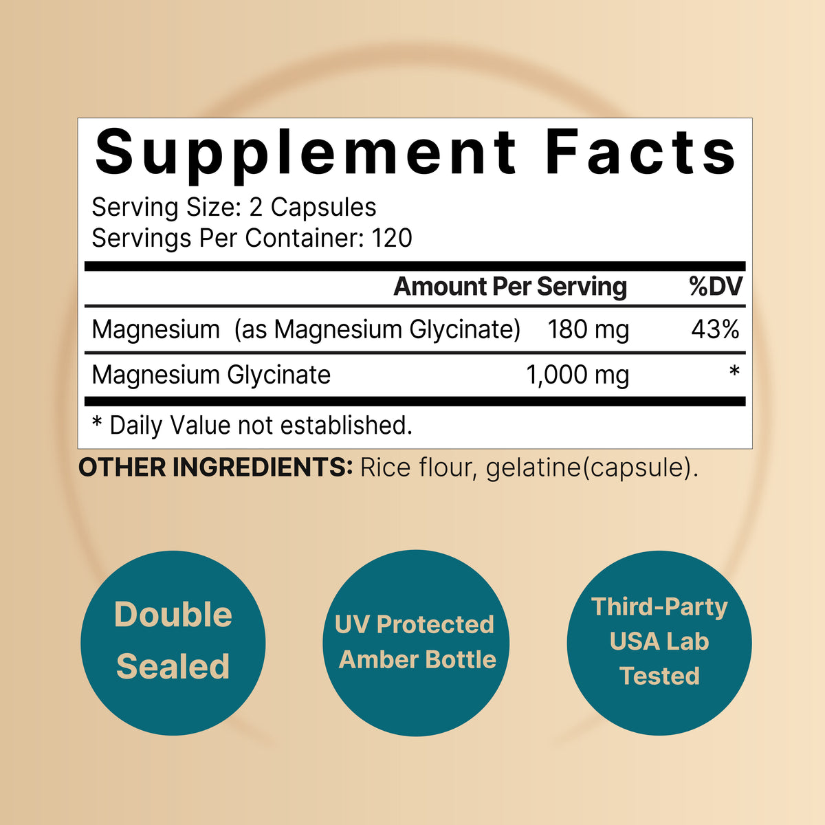 Naturebell Magnesium Glycinate 1,000 mg– (240 Capsules) - Image 2