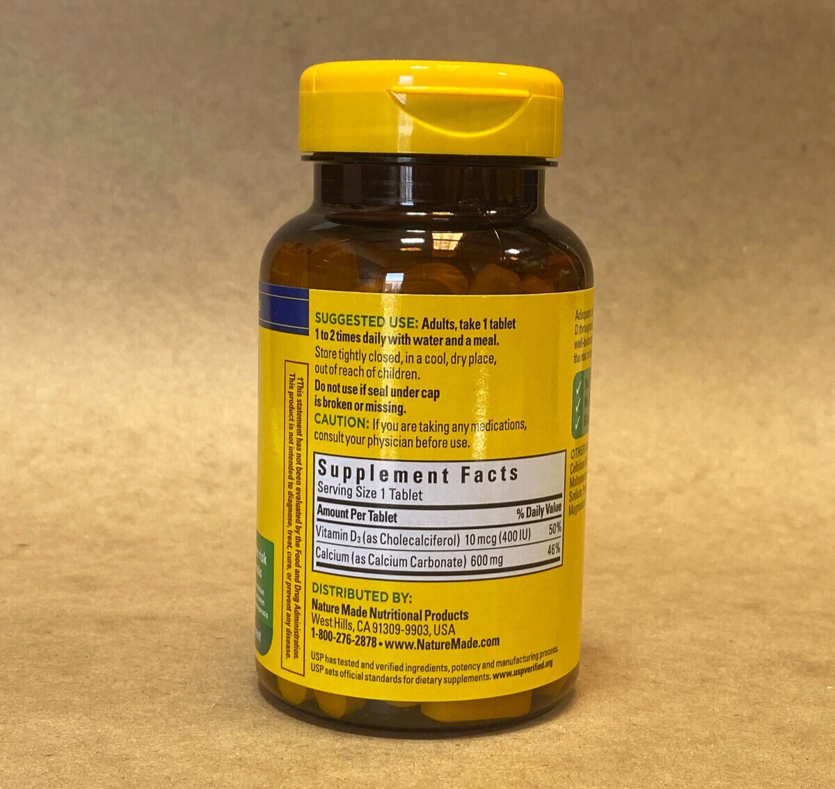Nature Made Calcium 600mg with Vitamin D3 – (120 Tablets) - Image 2