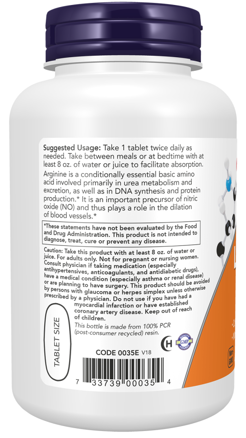 Now Foods L-Arginine 1000mg (120 Capsules) - Image 3