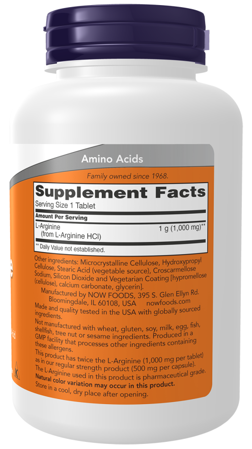 Now Foods L-Arginine 1000mg (120 Capsules) - Image 2