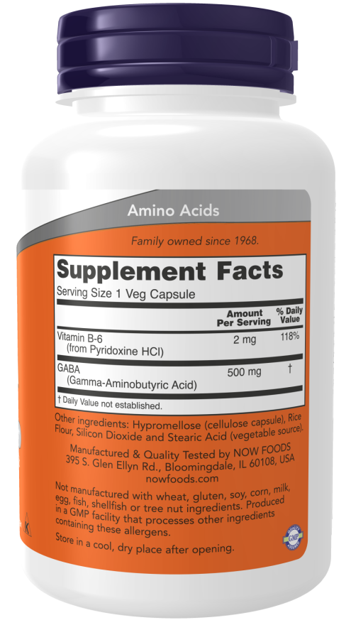 Now Foods GABA 500mg (100 Capsules) - Image 2