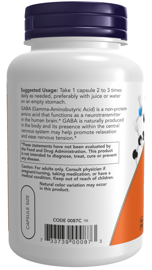 Now Foods GABA 500mg (100 Capsules) - Image 3